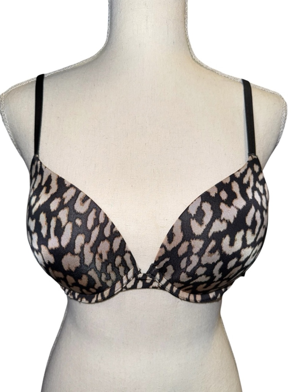 Victoria's Secret Leopard Print Push-Up Bra - Black & Beige